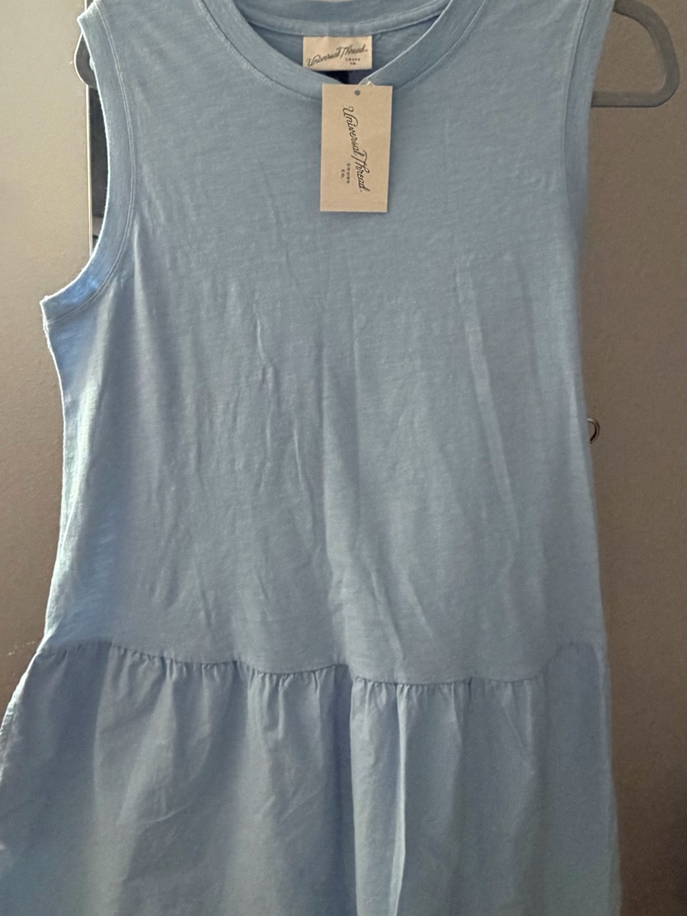 Universal Thread Light Blue Ruffle-Hem Sleeveless Tank
